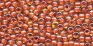 10 g TOHO Seed Beads 11/0 TR-11-0951 - Inside-Color Topaz/Lt Brick Red Lined (E)