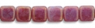 50 Stück Two-Hole Flat Square 6mm - Pink/Topaz Luster- Opal Ale