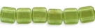 50 Stück Two-Hole Flat Square 6mm - Gold Marbled Olivine