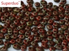 #048 10g SuperDuo-Beads opak red dk travertin