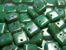 50 Stück Squarelet 6x6 mm opak Green Turquoise Silver Travertin