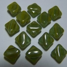 25 Stück Two-Hole Silky Beads 6mm - Crystal green/yellow